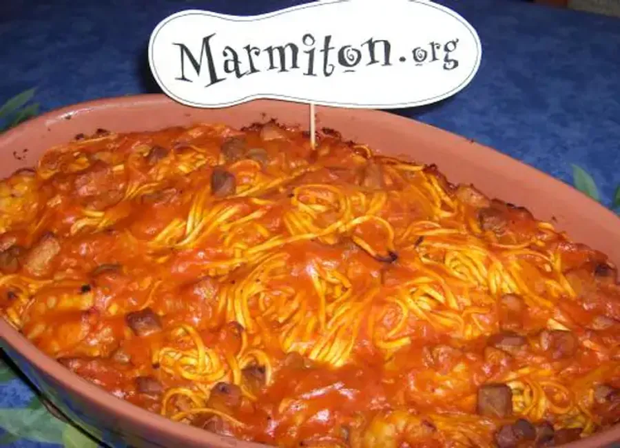 Spaghetti a la mama ( tomates et crevettes )