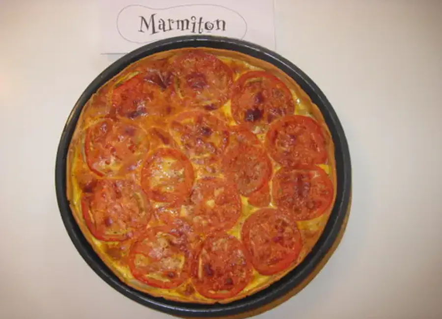 Quiche aux tomates, poireaux et jambon