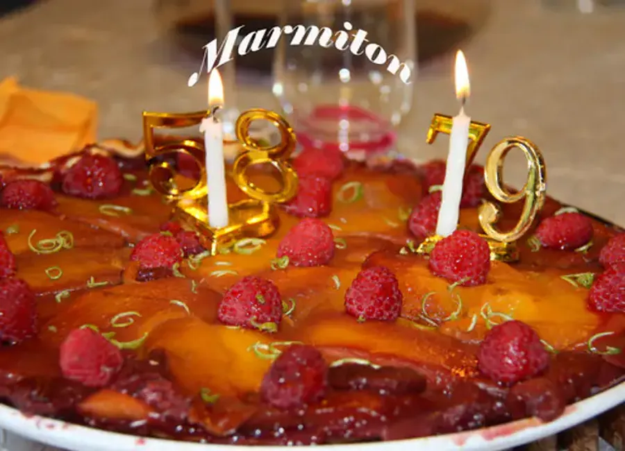 Tarte tatin mangue-framboises