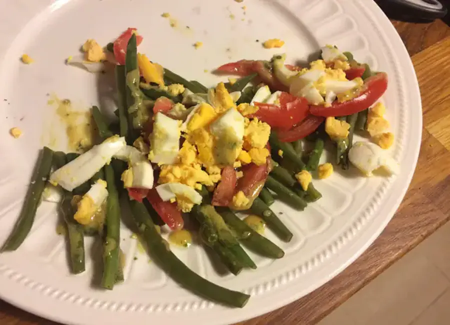 Haricots verts vinaigrette aux oeufs durs