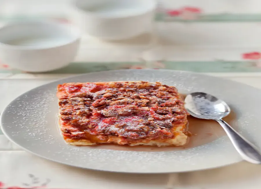 Flan aux pralines rouges