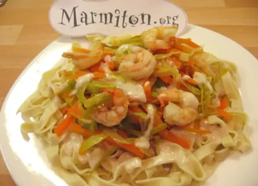 Scampis sur fondue de poireaux