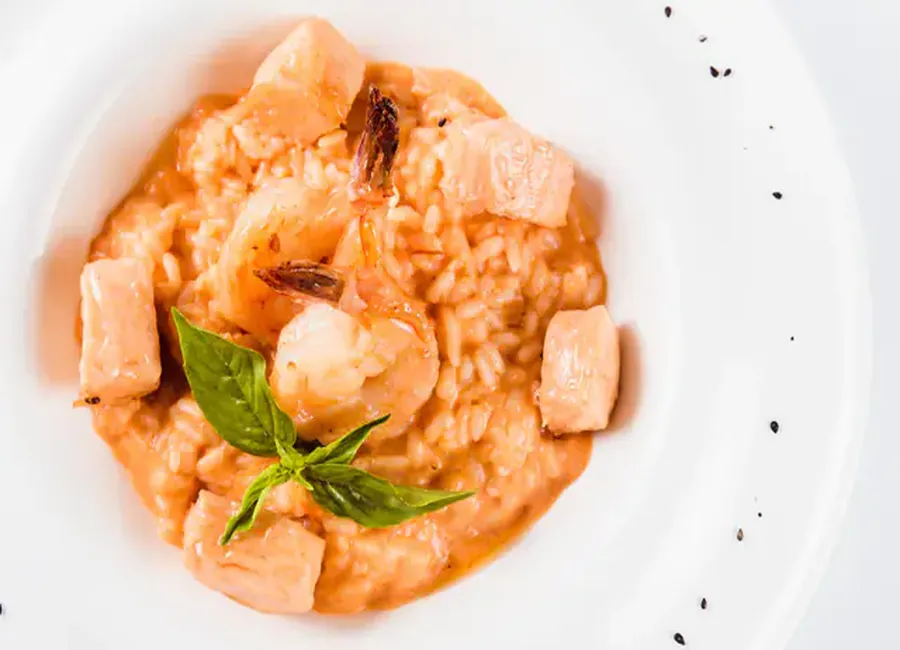 Risotto aux crevettes et saumon