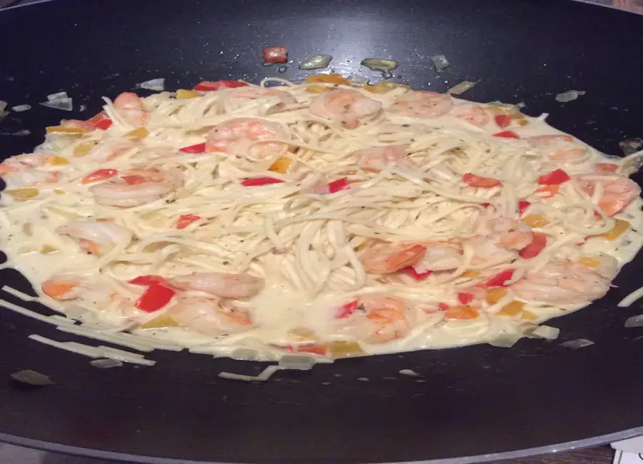 Wok de scampi au poivron