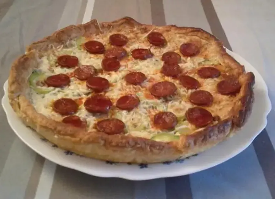 Tarte chorizo, courgette et feta