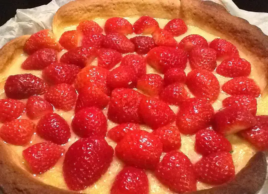 Tarte aux fraises et crème anglaise