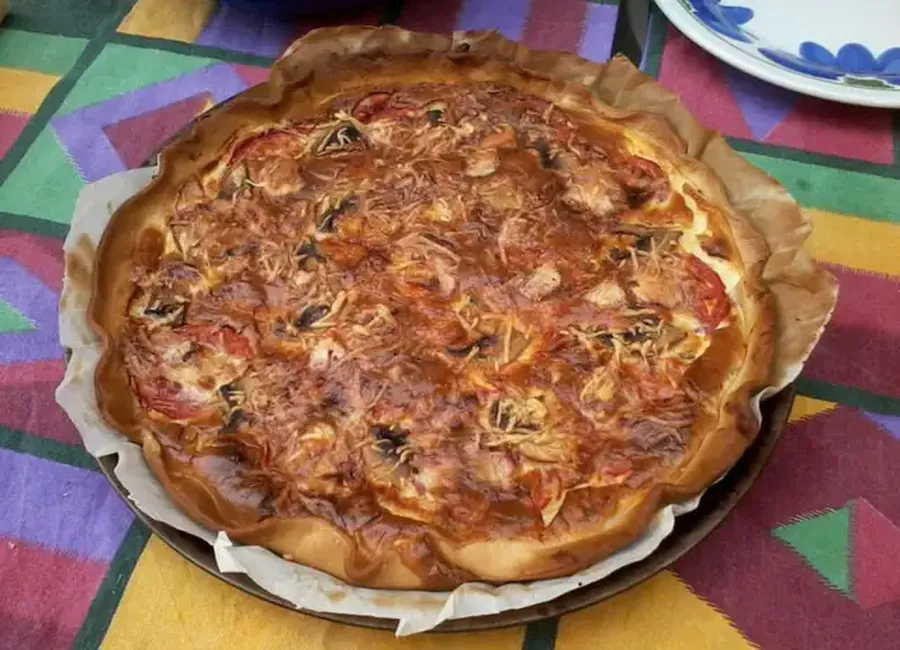 Quiche aux lardons et au pélardon