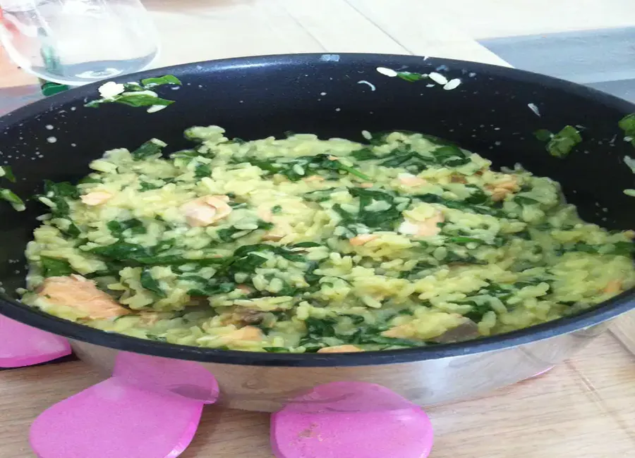 Risotto saumon frais et épinards façon funambuline