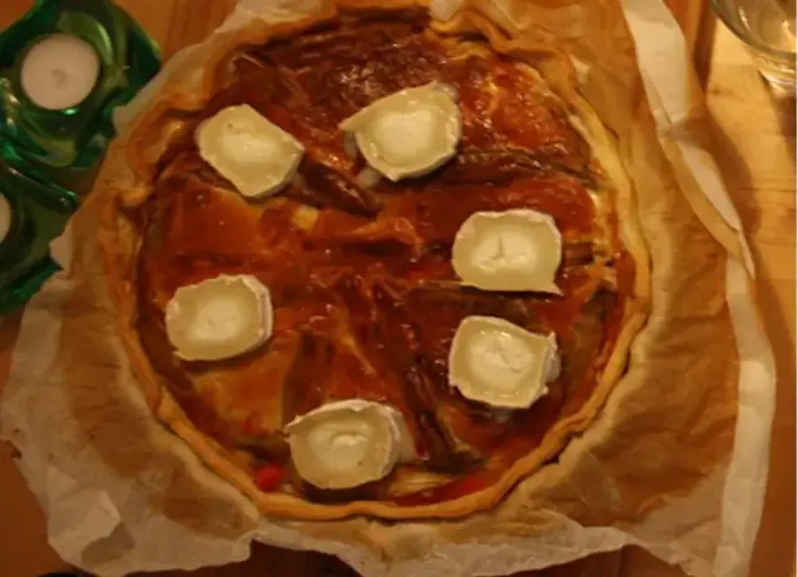 Tarte poivron, aubergine et fromage de chèvre