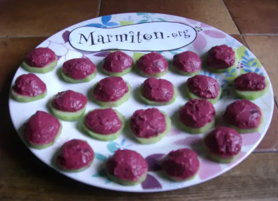Bouchées concombre betterave chèvre