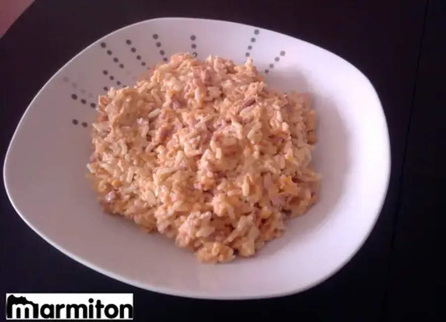 Riz, lardons et carottes cuites