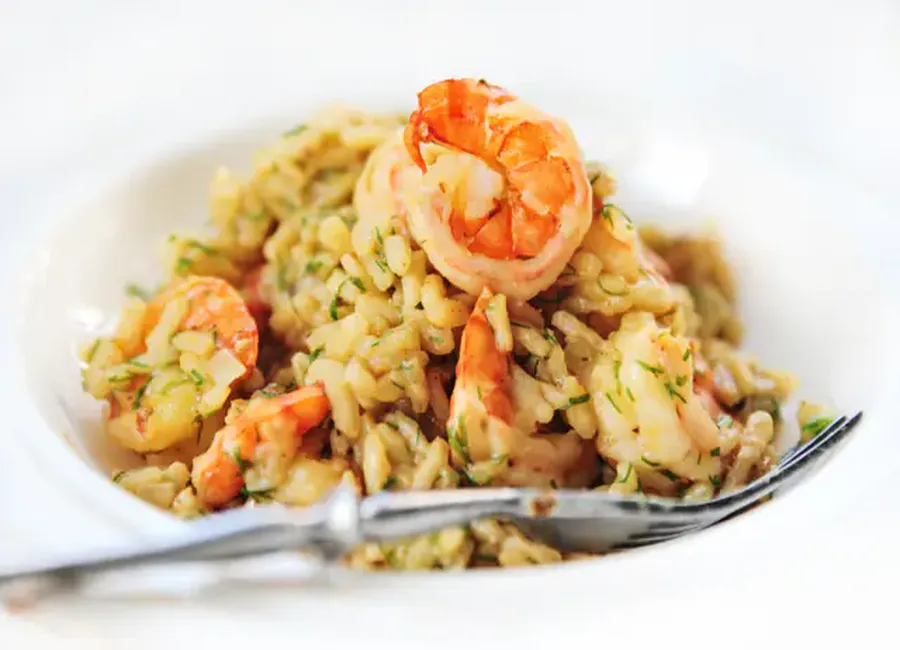 Risotto aux crevettes et pointes d'asperges
