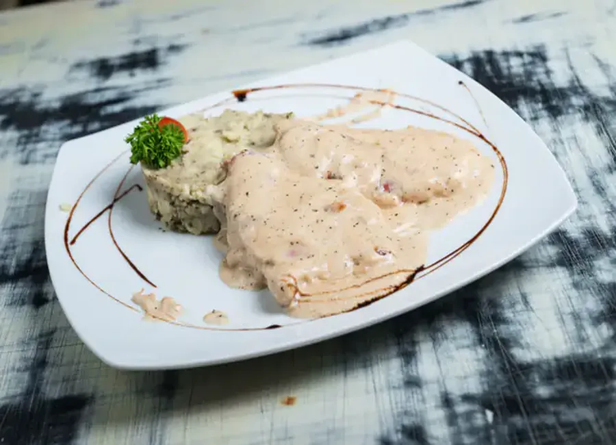 Escalope de poulet à la cancoillotte