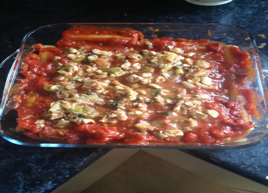 Cannellonis au poulet, épinards et feta
