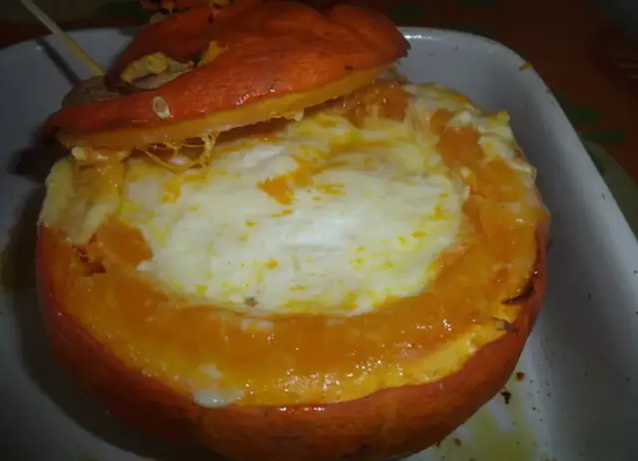 Potimarron farci au reblochon et aux lardons