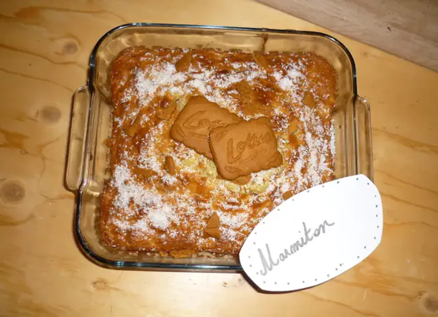 Gâteau moelleux pommes, noix de coco et spéculoos