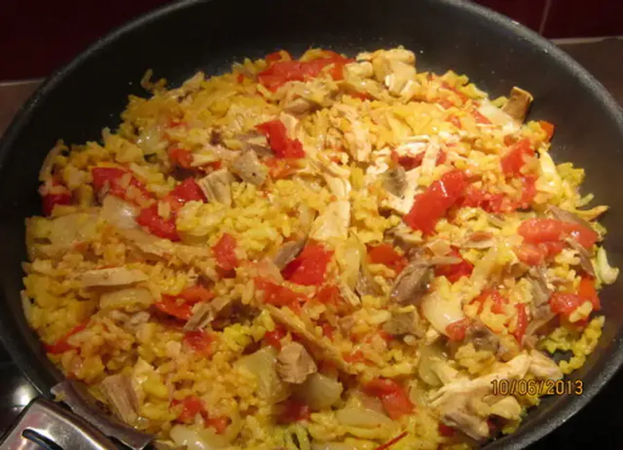 Risotto poulet et tomates
