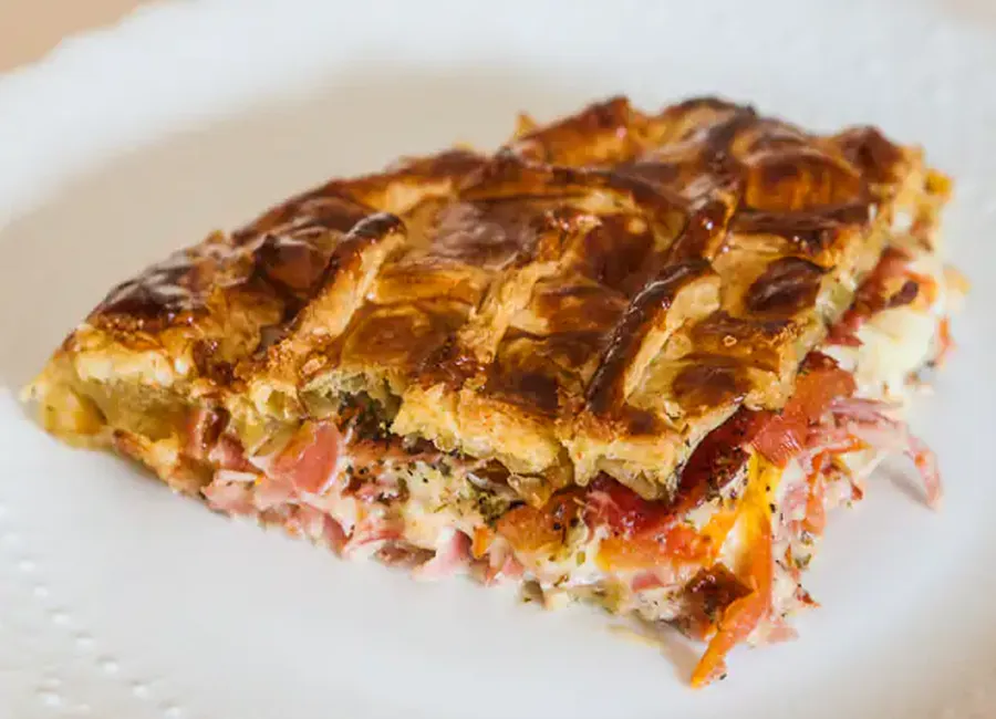 Tarte mozza jambon cru