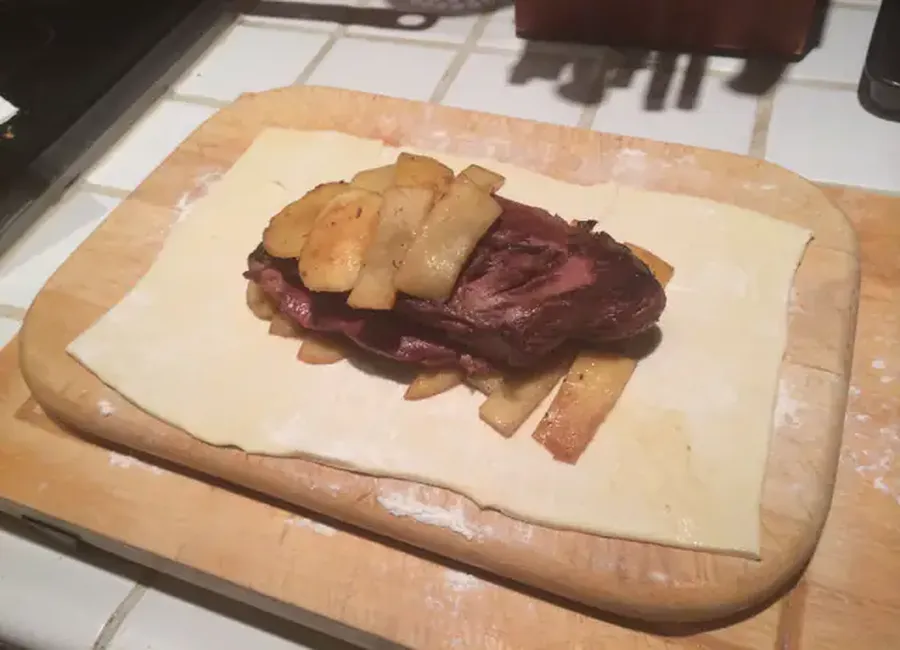 Feuilleté de magret de canard aux pommes