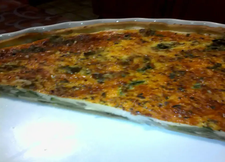 Quiche aux lardons, courgettes et poivrons