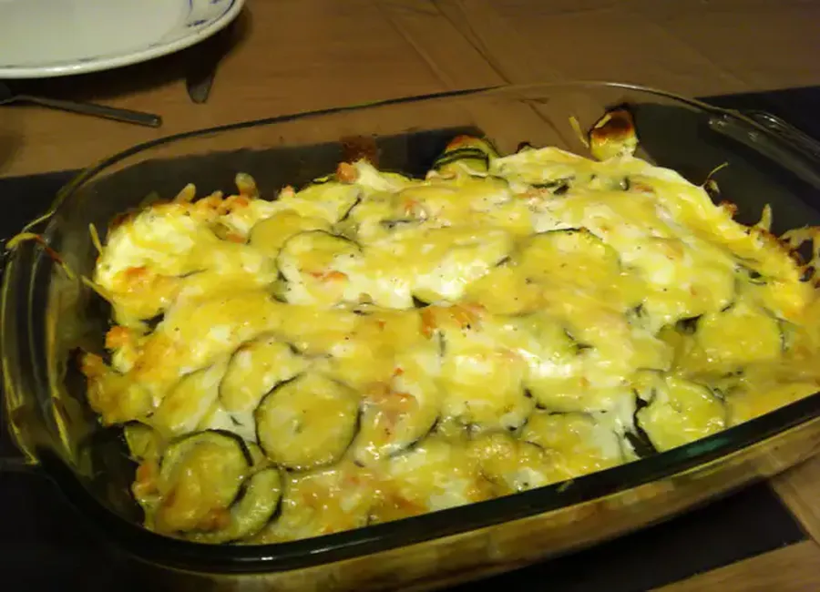 Gratin de courgettes au saumon