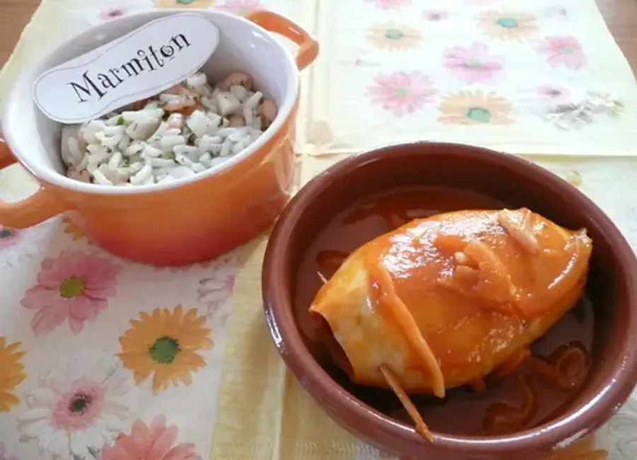 Encornets farcis aux crevettes