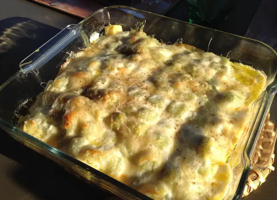 Gratin de ravioles à la truite fumée