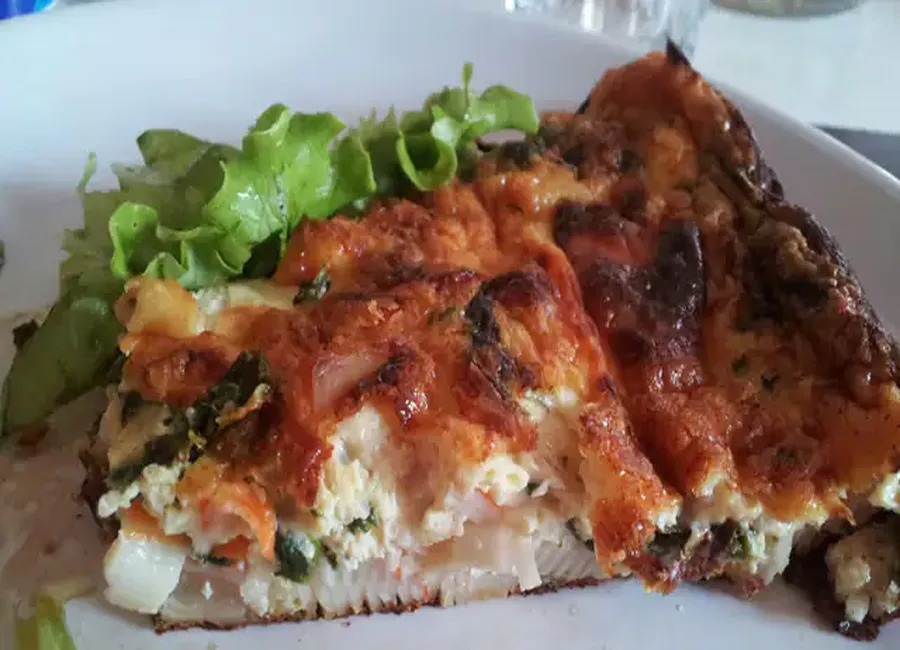 Quiche légère épinard-surimi (sans pâte)