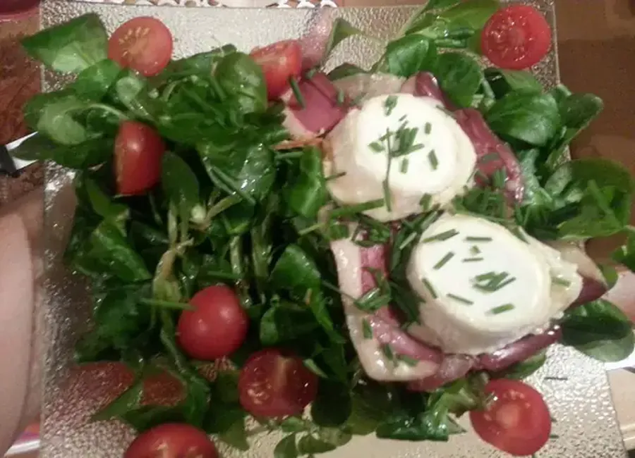 Tartines aux magret de canard et au chèvre chaud
