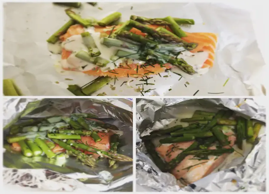 Papillote de saumon aux asperges