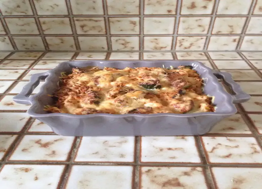 Gratin de pâtes au boeuf, courgettes et mascarpone