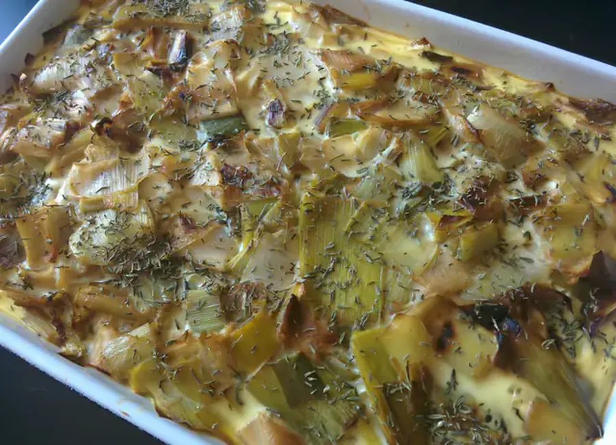 Clafoutis de saumon aux poireaux