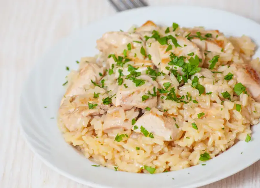 Risotto simple au poulet