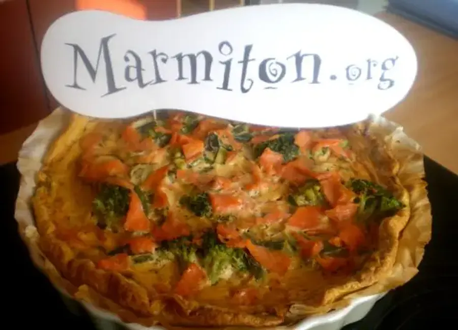 Tarte crémeuse saumon brocolis poireaux
