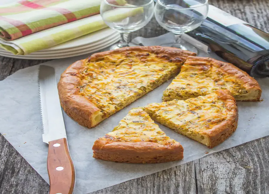 Tourte poireaux, jambon et chèvre