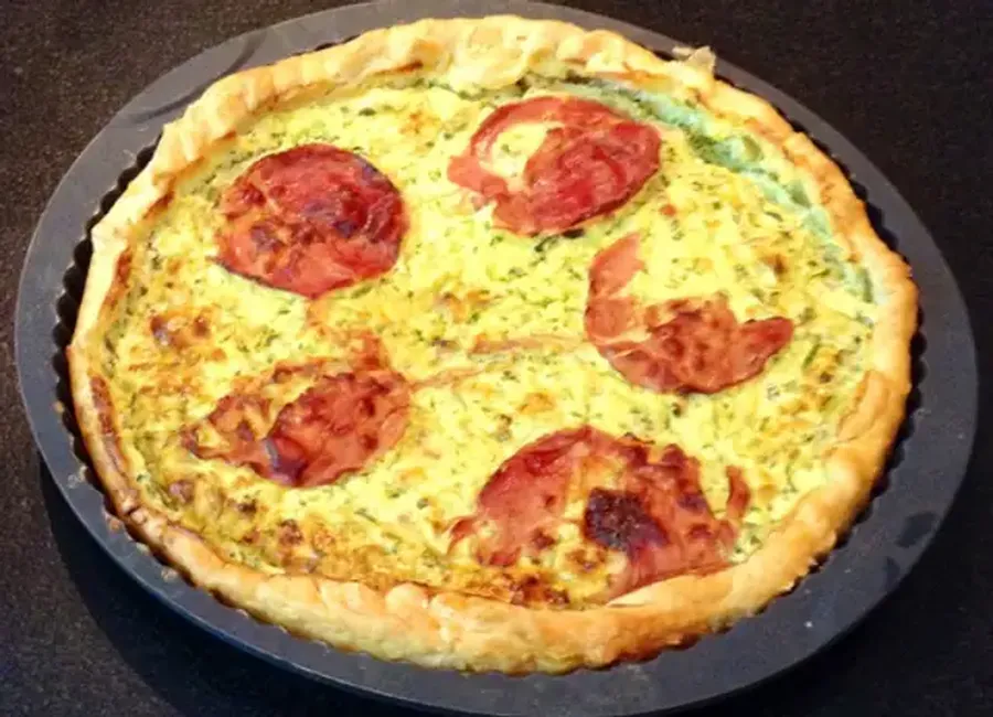 Tarte ricotta, courgettes et coppa