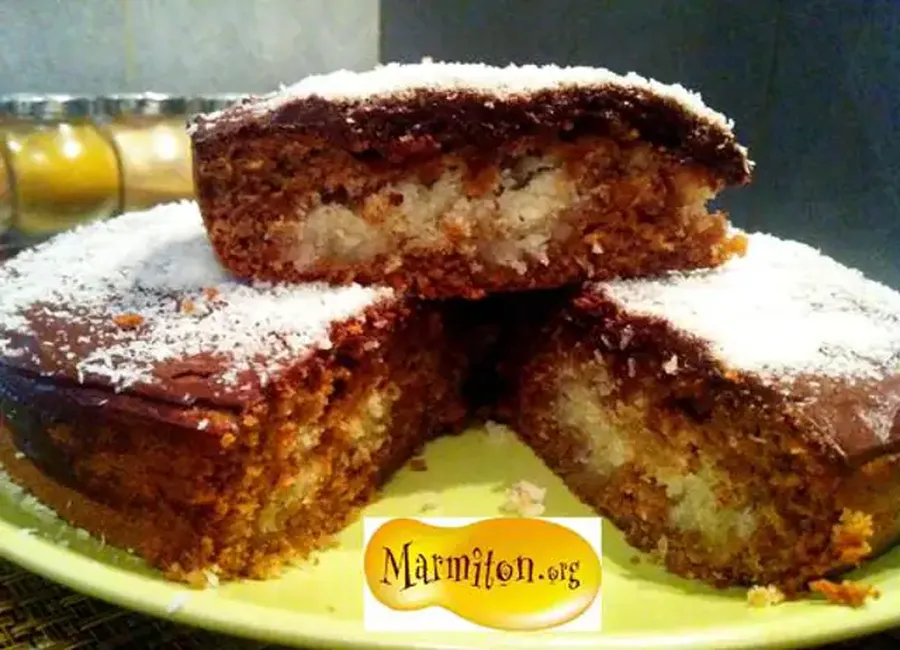 Gâteau cacao au coeur fondant de coco
