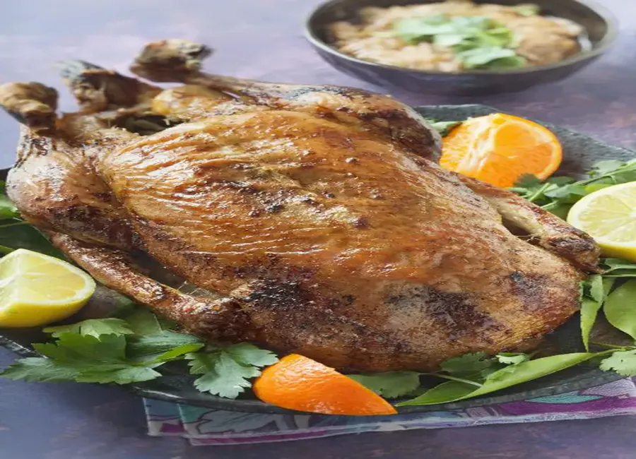Canard farci à la rhubarbe
