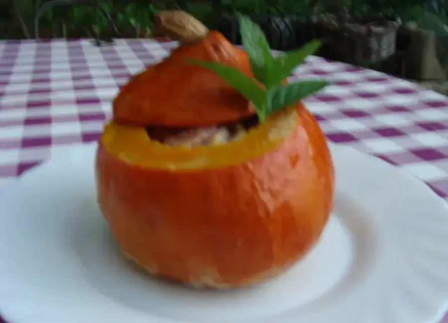 Potimarron farci aux lardons