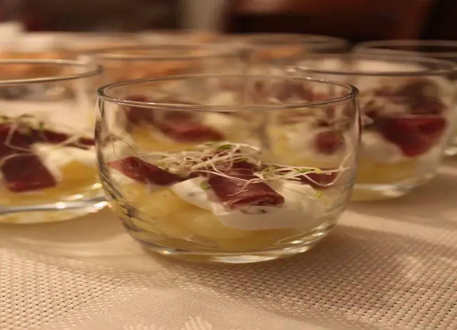 Verrines au canard fumé (sucré-salé)