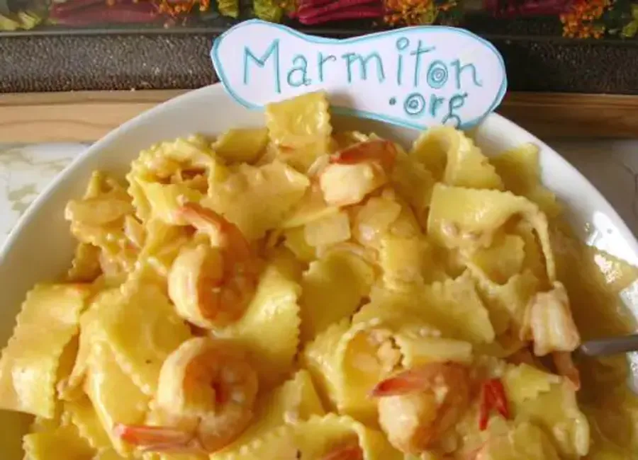 Pâtes safranées aux gambas