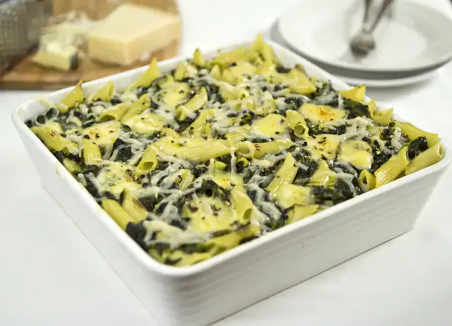 Gratin de pâtes aux épinards
