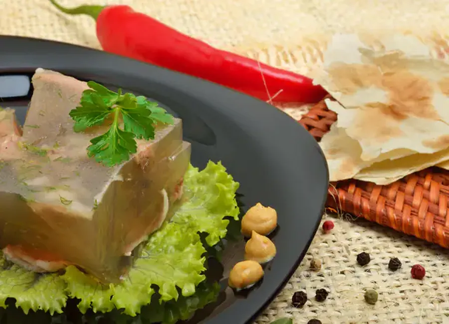 Aspic de poireaux et saumon fumé