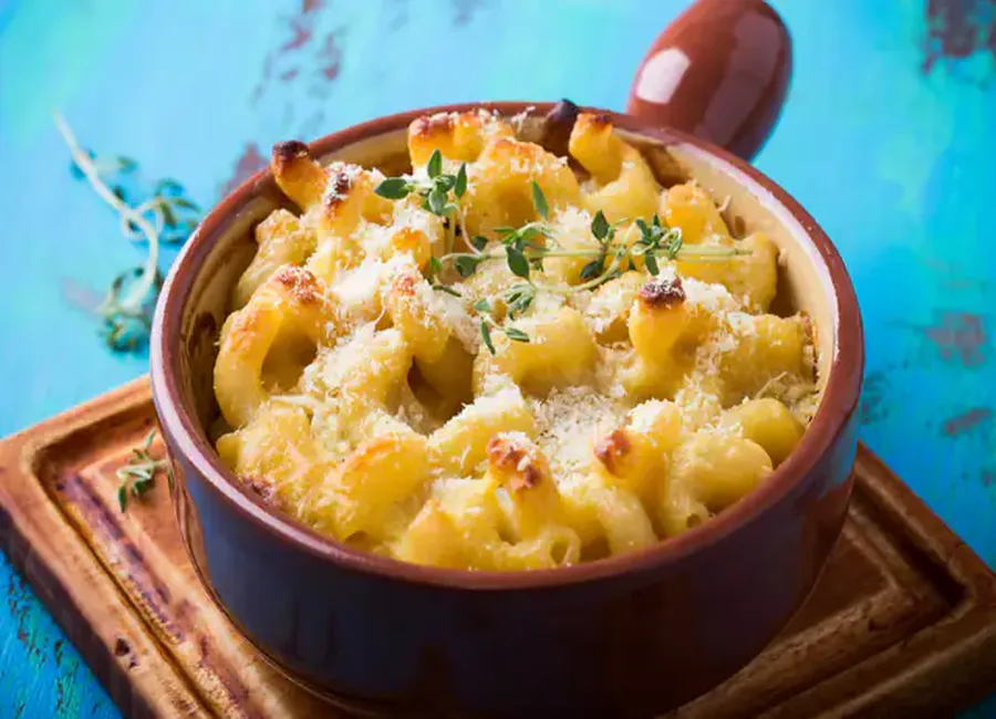 Gratin de macaroni, sauce tomate