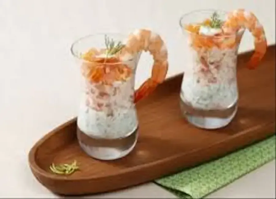 Verrines crabe, saumon, crevettes