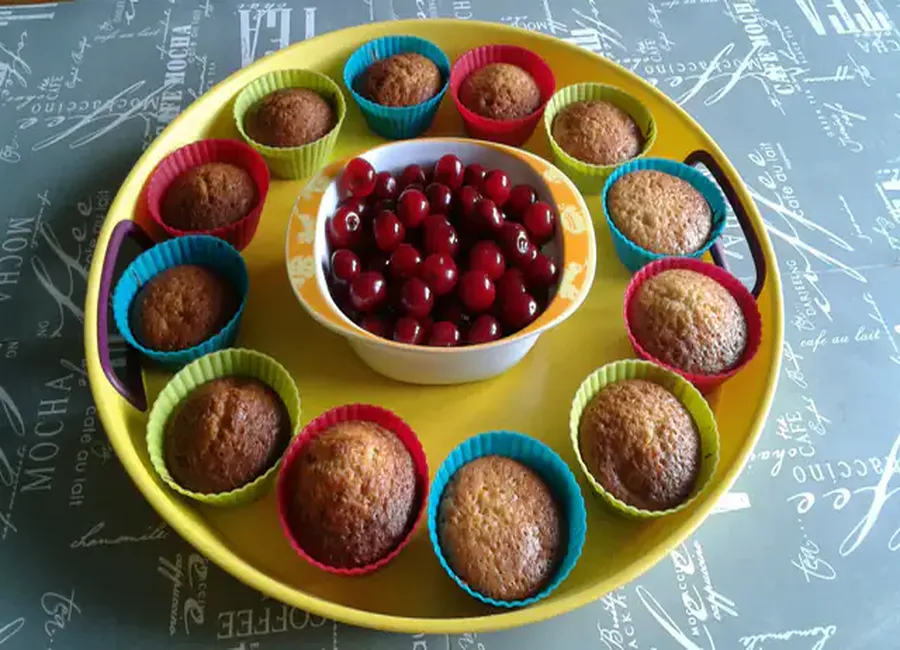Muffins à la cerise et sirop de coquelicot