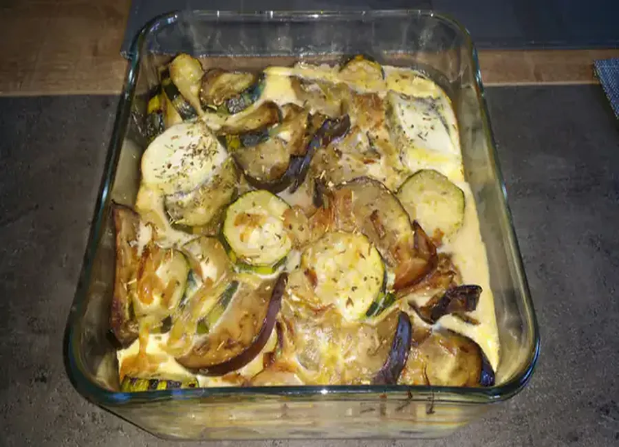 Gratin de courgettes et d'aubergines au chèvre