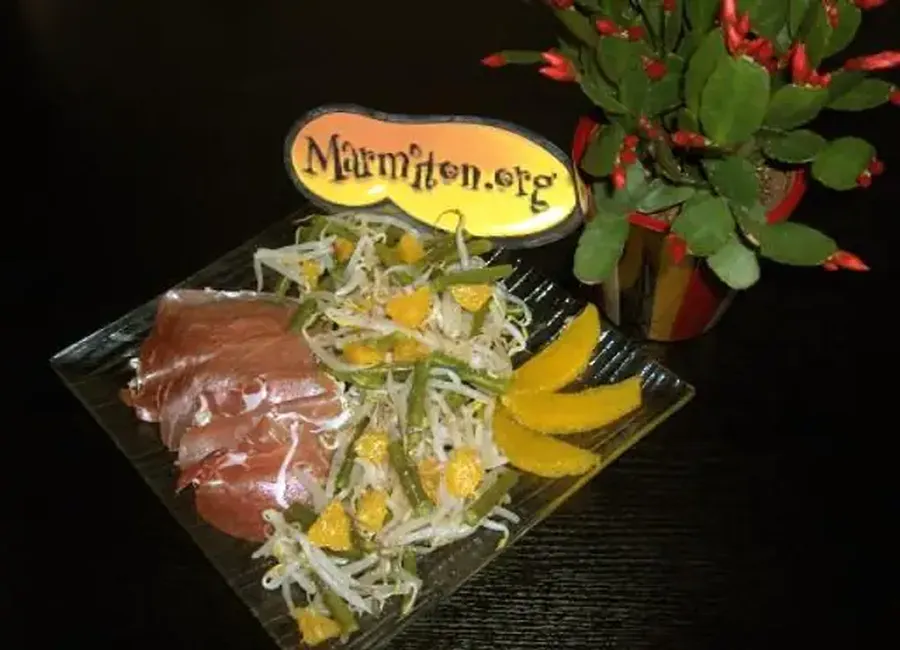 Salade de haricots verts et soja, vinaigrette à l'orange, miel et huile de truffe, de marielle (19ème rencontre)