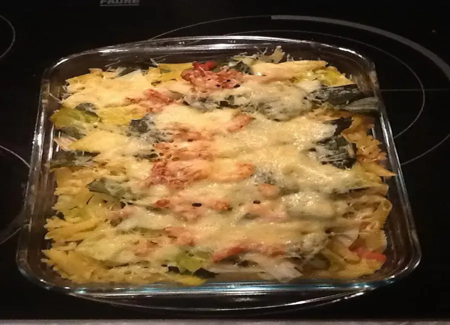 Gratin coquillettes poireaux