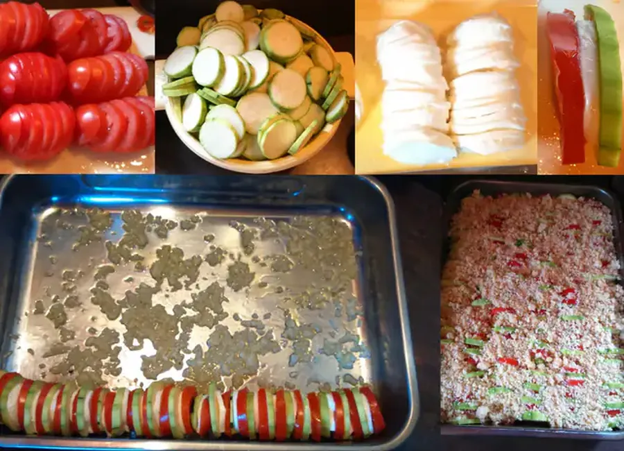 Crumble tomates, mozzarella et courgettes